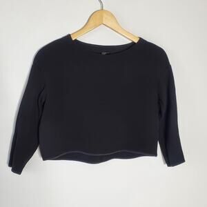 The Fisher Project Black Thick Knit Crepe Long sleeve Cropped top Size XXS